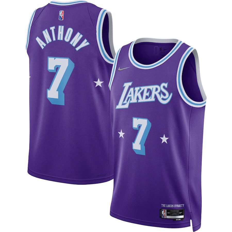 Men Los Angeles Lakers #7 Carmelo Anthony Nike Purple City Edition Swingman NBA Jersey->youth nba jersey->Youth Jersey